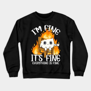 Marshmallow I'm Fine Meme Outdoor Men Kids Women Camping Crewneck Sweatshirt